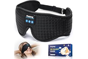 Perytong Sleep Mask with Bluetooth 5.4 Headphones, Wireless Sleep Eye Mask for Side Sleepers, 3D Contoured Comfort & Built-in HD Stereo Earphones, Noise Canceling & Blackout for Travel (Carbon Black)