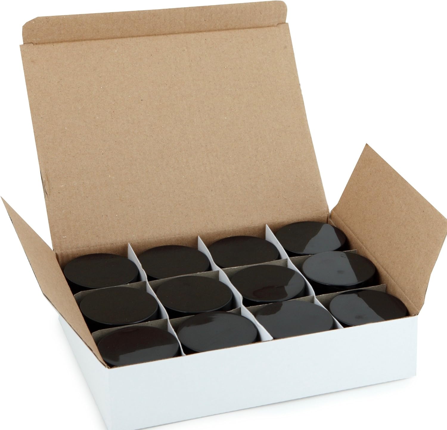 Vivaplex, 12, Amber, 1 oz, Round Glass Jars, with Inner Liners and Black Lids, brown, 1 Ounce (Pack of 12) - Image 4