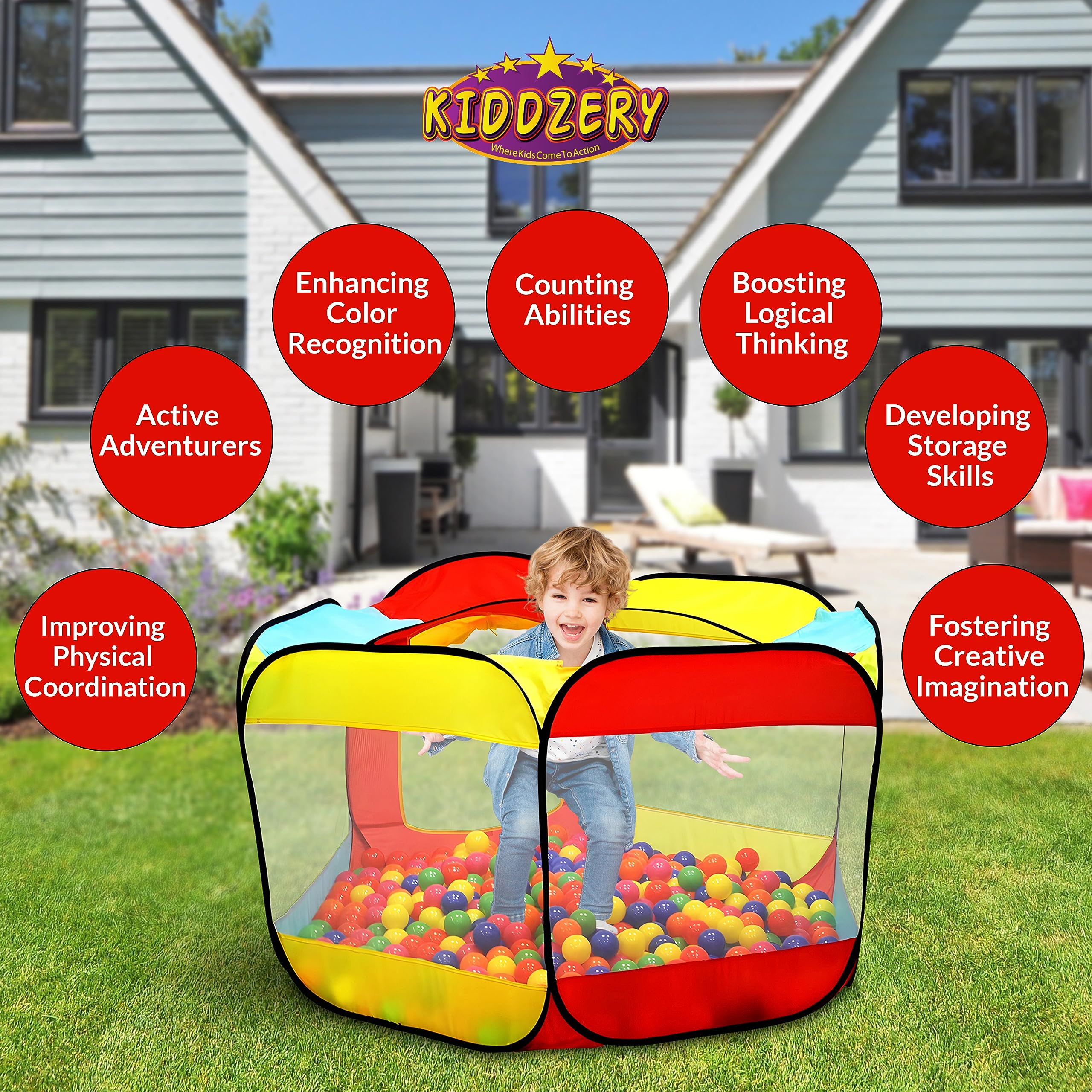 Kids Ball Pit Pop Up Large Tent for Toddlers - Indoor & Outdoor Gift Toys for Infants Girls & Boys, Baby Playpen with Zipper Storage Bag, BallPit Balls Not Included