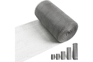 RYXRHSWZP 8" X 50 ft 304 Stainless Steel Mesh, Wire Mesh for Plants, Hole Fill Fabric Gap Blocker, Double Layer Metal Mesh Roll, Flexible Stretchy for Garden House and DIY (E-8" X 50 ft)