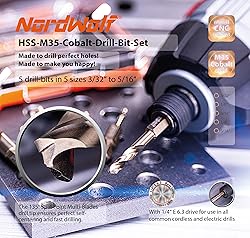 NordWolf 5-Piece M35 Cobalt Stubby Drill Bit Set