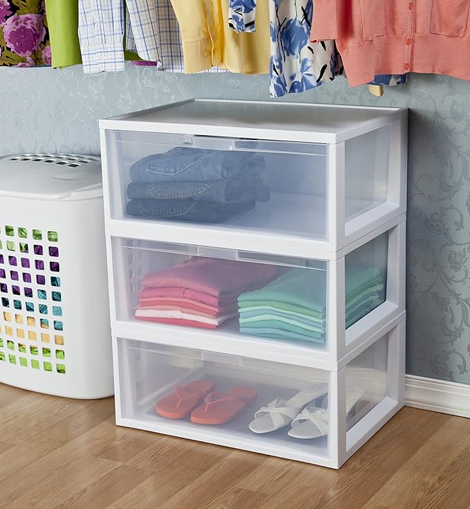Sterilite 23758003 Large Tall Modular Drawer Frame White 3 Pack