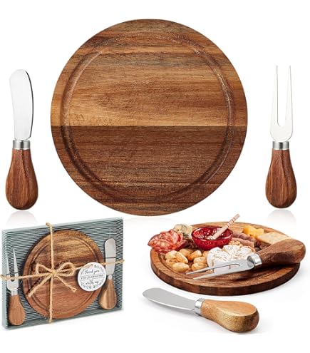 12 Set Hawaiian Luau Charcuterie Boards - Palm Leaf Shaped Wooden Cheese Boards With Knives & Forks