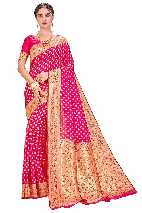 Women's Banarasi Silk Saree With Blouse Piece