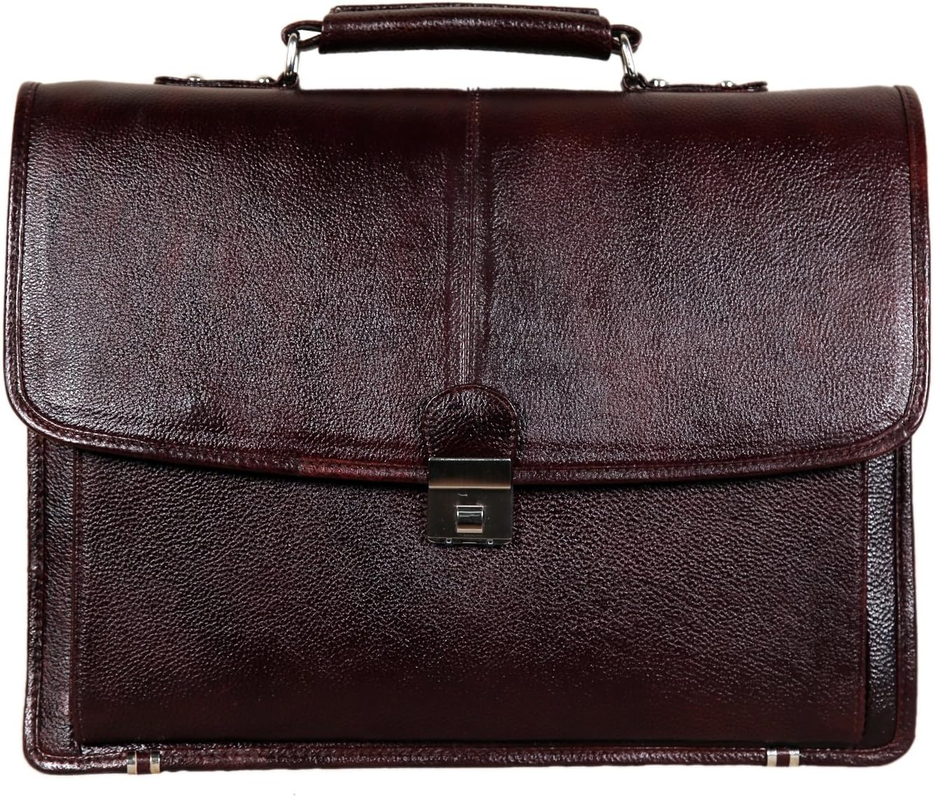 HYATT Leather Accessories 16 Inch Men's Leather Briefcase Leather Laptop Bag (Brown)
