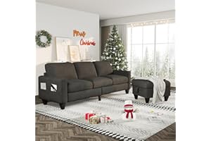 Lonkwa Convertible Sectional Sofa L-Shaped Couch, Dark Grey Couches for Living Room with Reversible Chaise, 3-Seat Modern Linen Sectional Couches for Living Room/Apartment/Office/Small Space