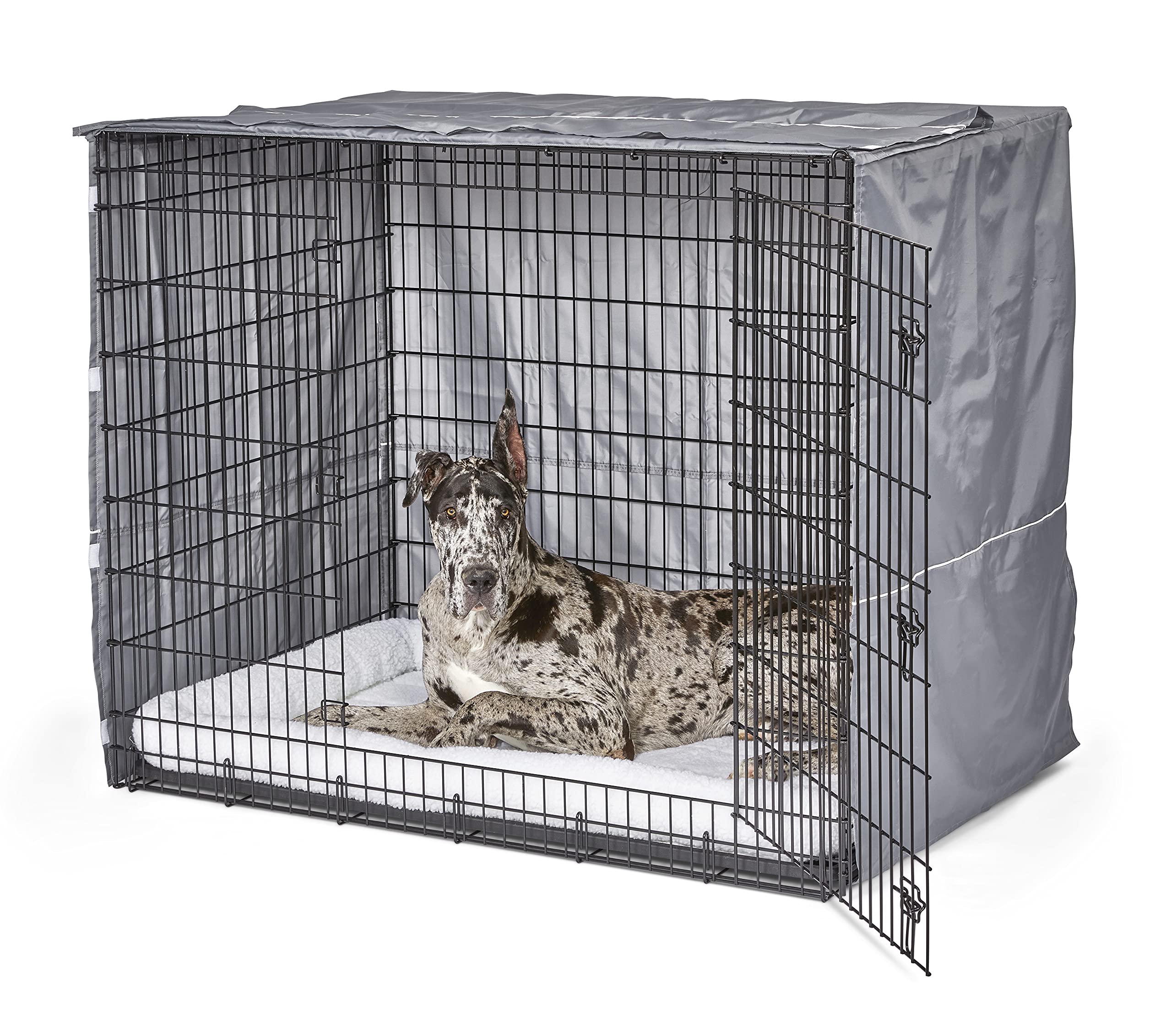 New World XXL Dog Crate Cover, Polyester Privacy Kennel Cover Fits Most Giant 137 cm Crates, Light Gray, Machine Washable, Reduces Barking & Chewing