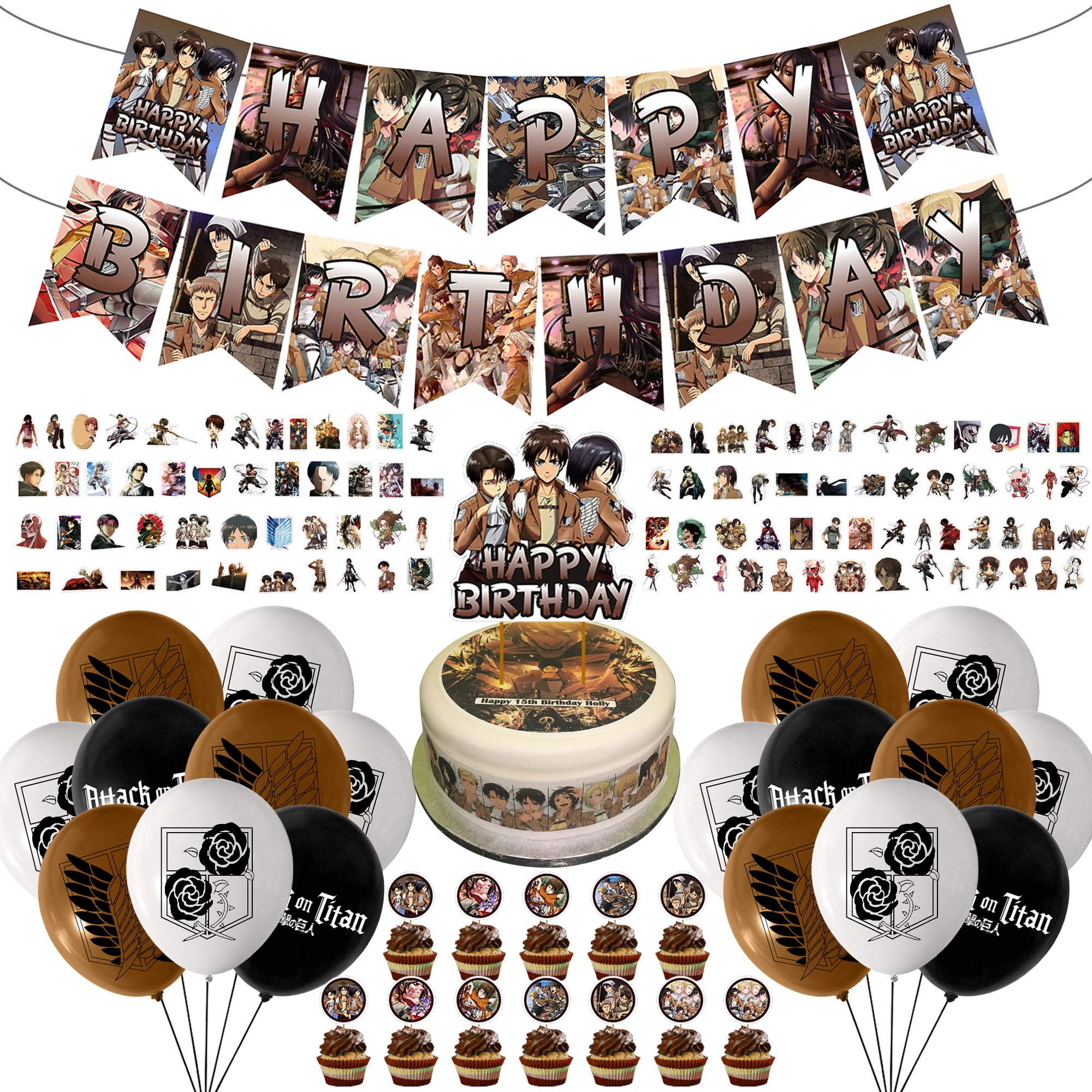 14-teiliges Anime-Kuchen-Deko-Set „Attack On Titan“ Für Geburtstagspartys