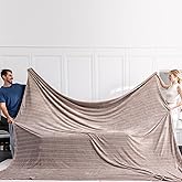 Serenhom Soft Cozy 120x120 Inches Seamless Oversized King Fleece Blanket, 3D Jacquard Decorative Giant 10'x10' California King Blanket Extra Large for Bed, Sofa, Couch, Travel, Travel, Taupe Chain