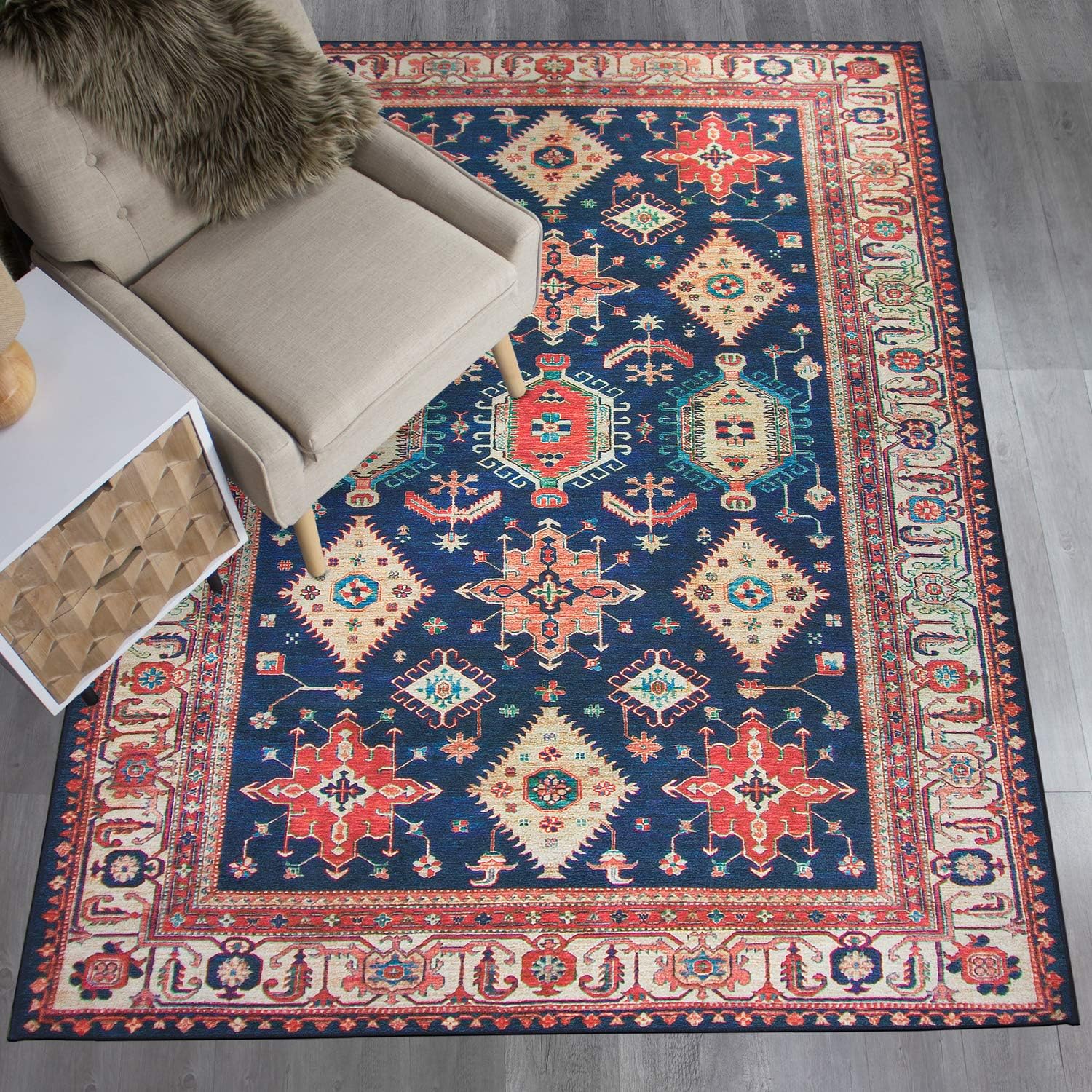 RUGGABLE Washable Stain Resistant Pet Dog Accent Rug for