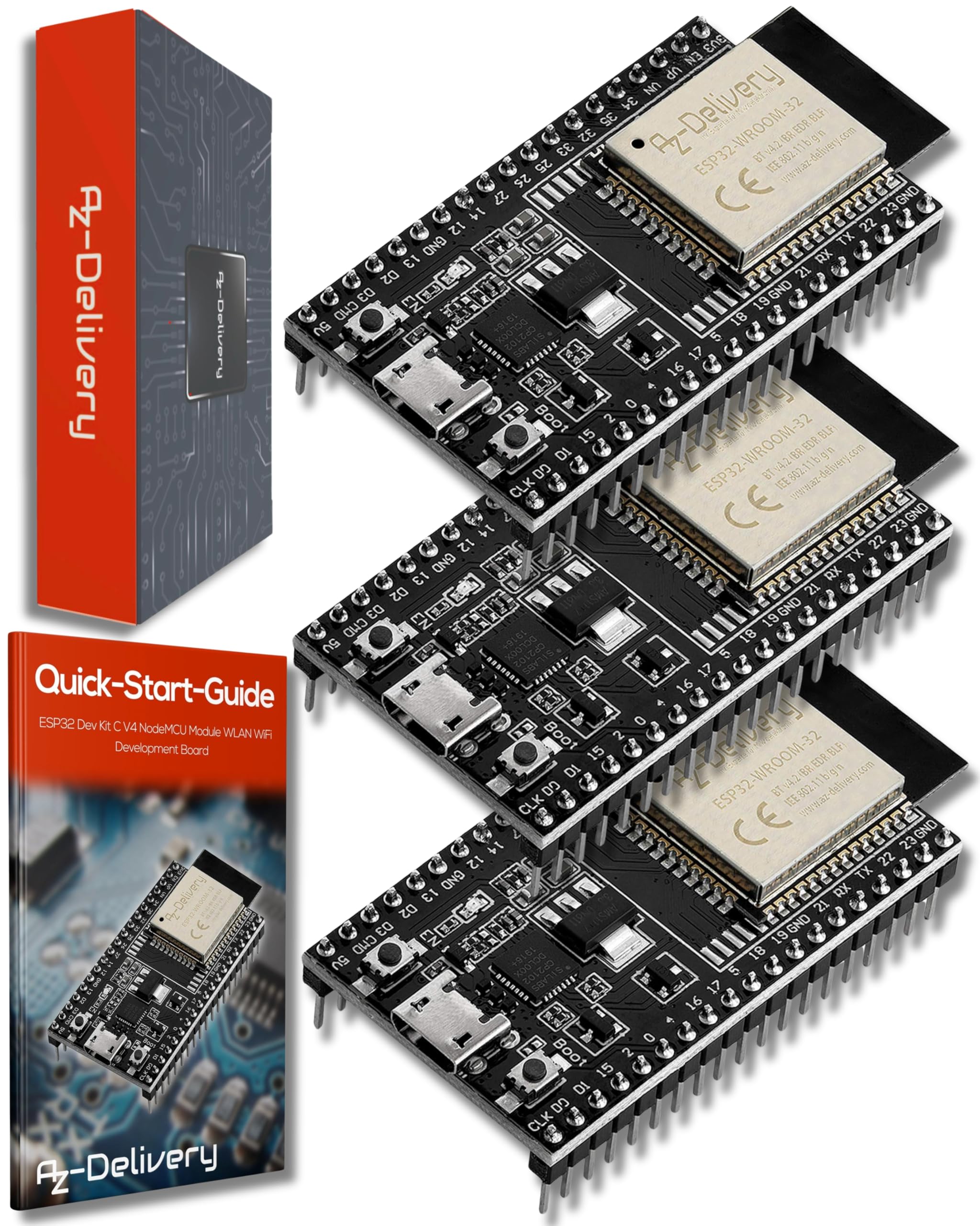 AZDelivery 3X ESP-32 Dev Kit C V4 Compatible with Arduino including an Ebook! — image 1