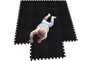 MQIAOHAM® 18 Pieces Puzzle Play Mats, Soft Baby Play Mat, Kids Interlocking Foam Floor Tiles, Toddlers Carpet Playmats G30101
