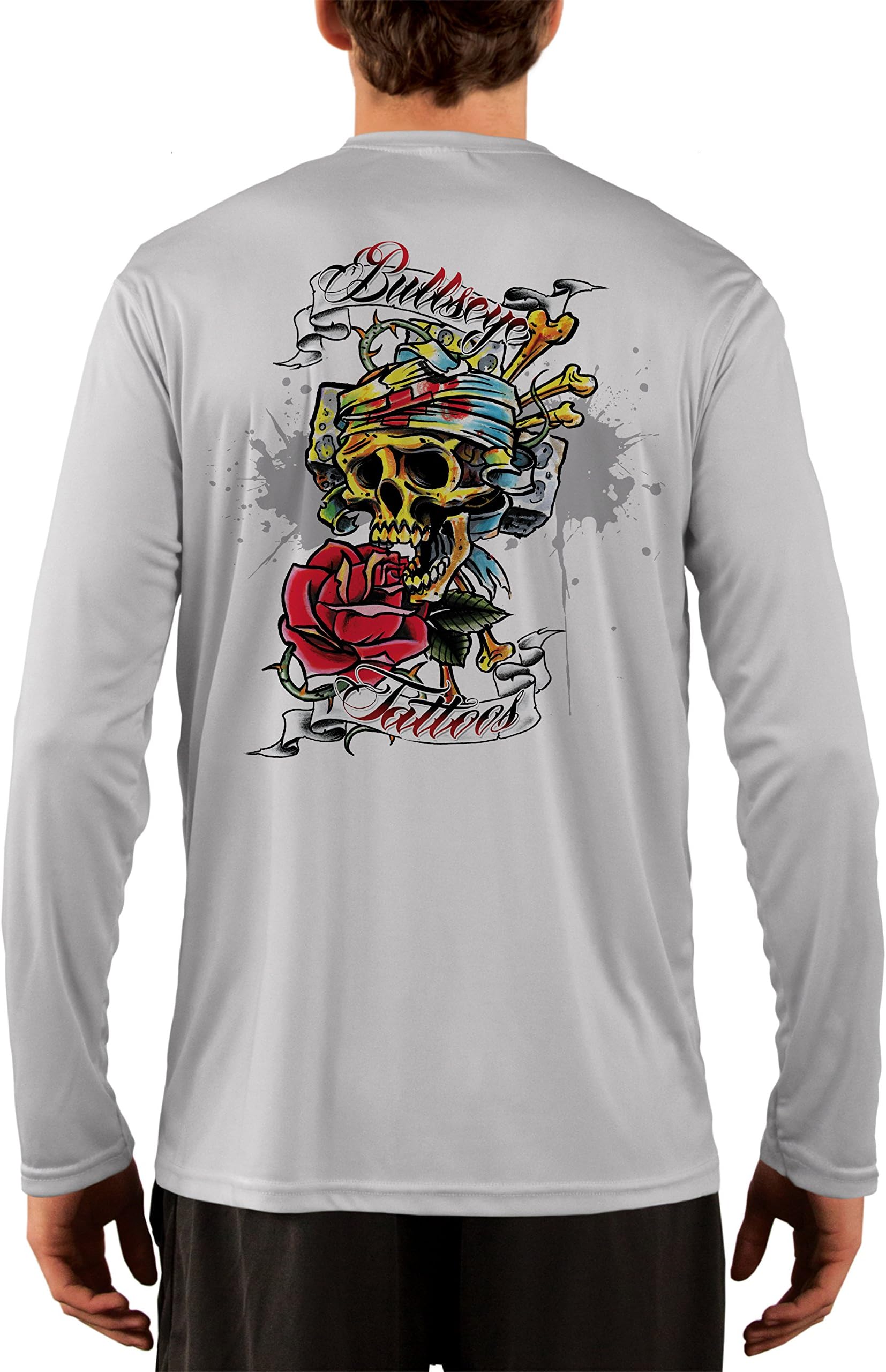 Bullseye Tattoos Men's Skull Bandaid UPF 50+ Performance T-shirt XXX-Large Pearl Grey