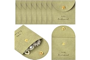 CEELGON Jewelry Bags Bridesmaid Gifts Set of 8 Velvet Small Jewelry Pouch with Button Bracelet Earring Necklace Packaging Bridesmaid Proposal Gift Bags Bridal Party Favors Gifts (Green)