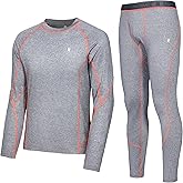 Little Donkey Andy Men's Thermal Underwear Set Performance Base Layer Wicking Active Long Johns Top & Bottom with Fly