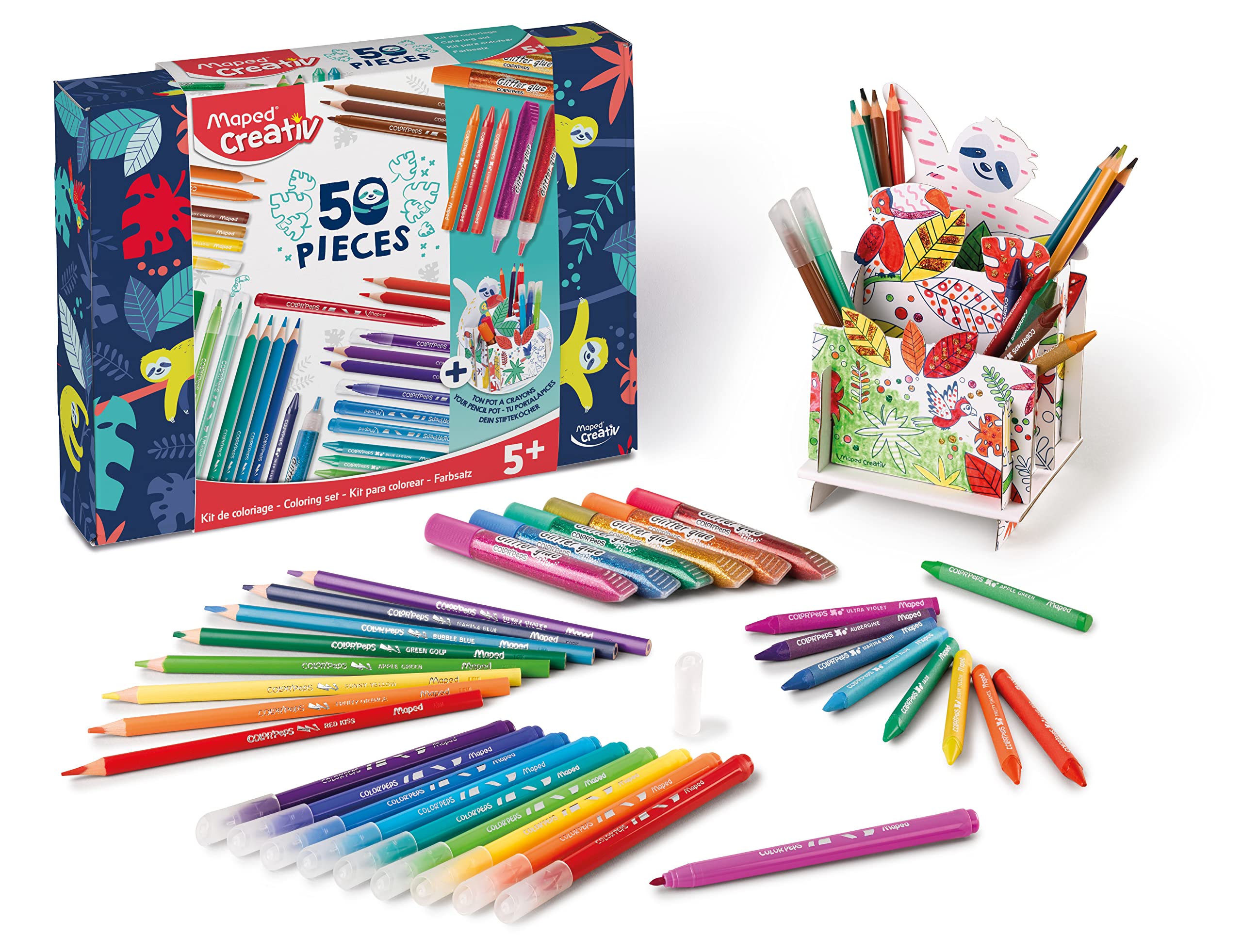 Maped Creativ Color’Peps 50 Piece Colouring Set With Desk Tidy Fun Art Activity Kit 5+