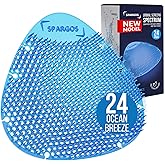 Spargos Urinal Screen Deodorizer, 24 Pack Blue Cakes | 24 anti-splash urinal cakes, blue spectrum, 3D wave. Odor control for office, stadium, school restrooms. Gloves incl.