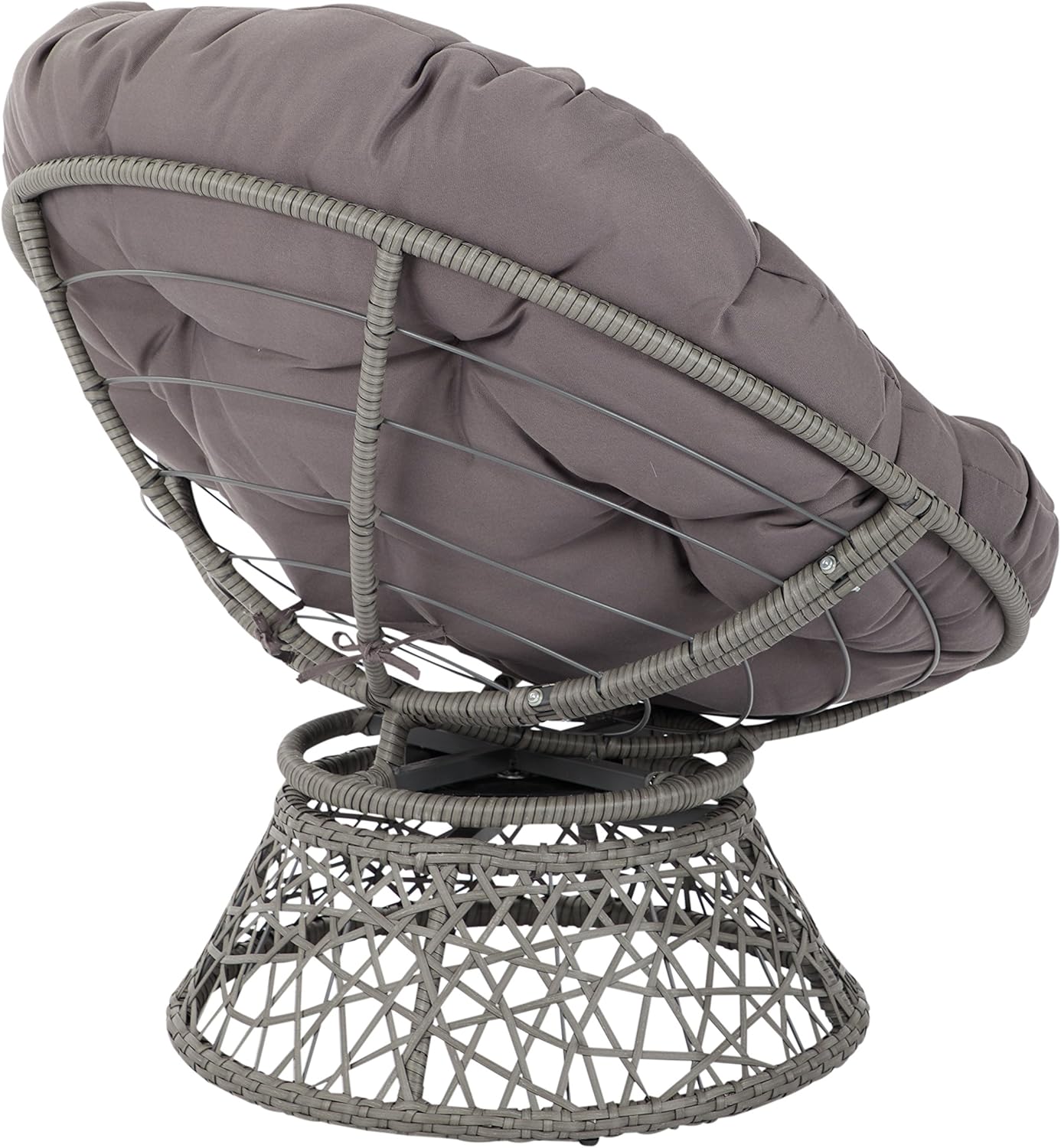 OSP Home Furnishings Papasan Chair with 360-degree Swivel, Grey Cushion Frame: Furniture & Decor