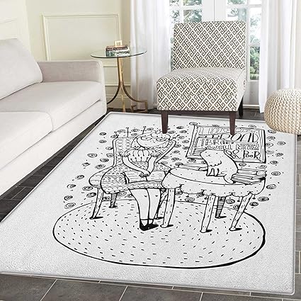 Amazoncom Book Rugs For Bedroom Cartoon Style Hand Drawn