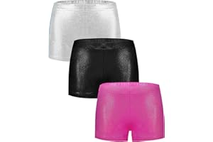 MOMOTIGER Girls Dance Short Gymnastics Shorts for Girls Metalli Sparkle Glitter Tumbling Bottoms