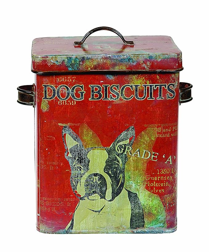 Creative Coop Vintage Tin Boston Terrier Dog Biscuit