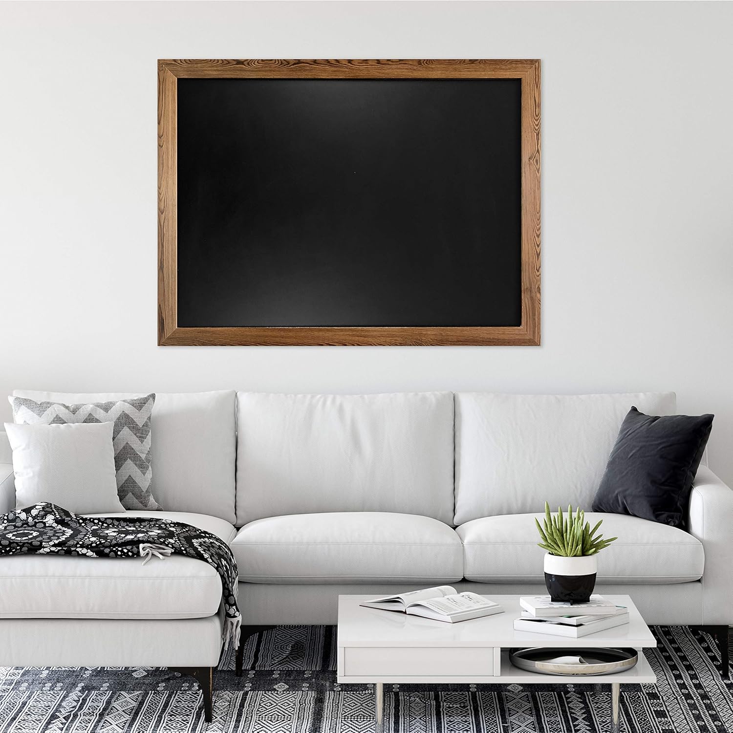 Loddie Doddie Huge Magnetic Chalkboard - 46" x 34.5" Rustic Framed Chalkboard for Wall Decor - Easy to Erase Chalkboard Rustic Frame for Kitchen, Framed Magnet Blackboard - Hanging Black Chalkboards : Office Products