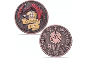 DND Dragon D2 Coin, Metal Decision Dice Coin, Fantasy RPG Token for Tabletop Gamers, Role Playing Accessories & Gifts