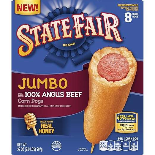 State Fair Jumbo Corn Dogs, 100% Angus Beef, 8 Ct (frozen): Amazon.com: Grocery & Gourmet Food
