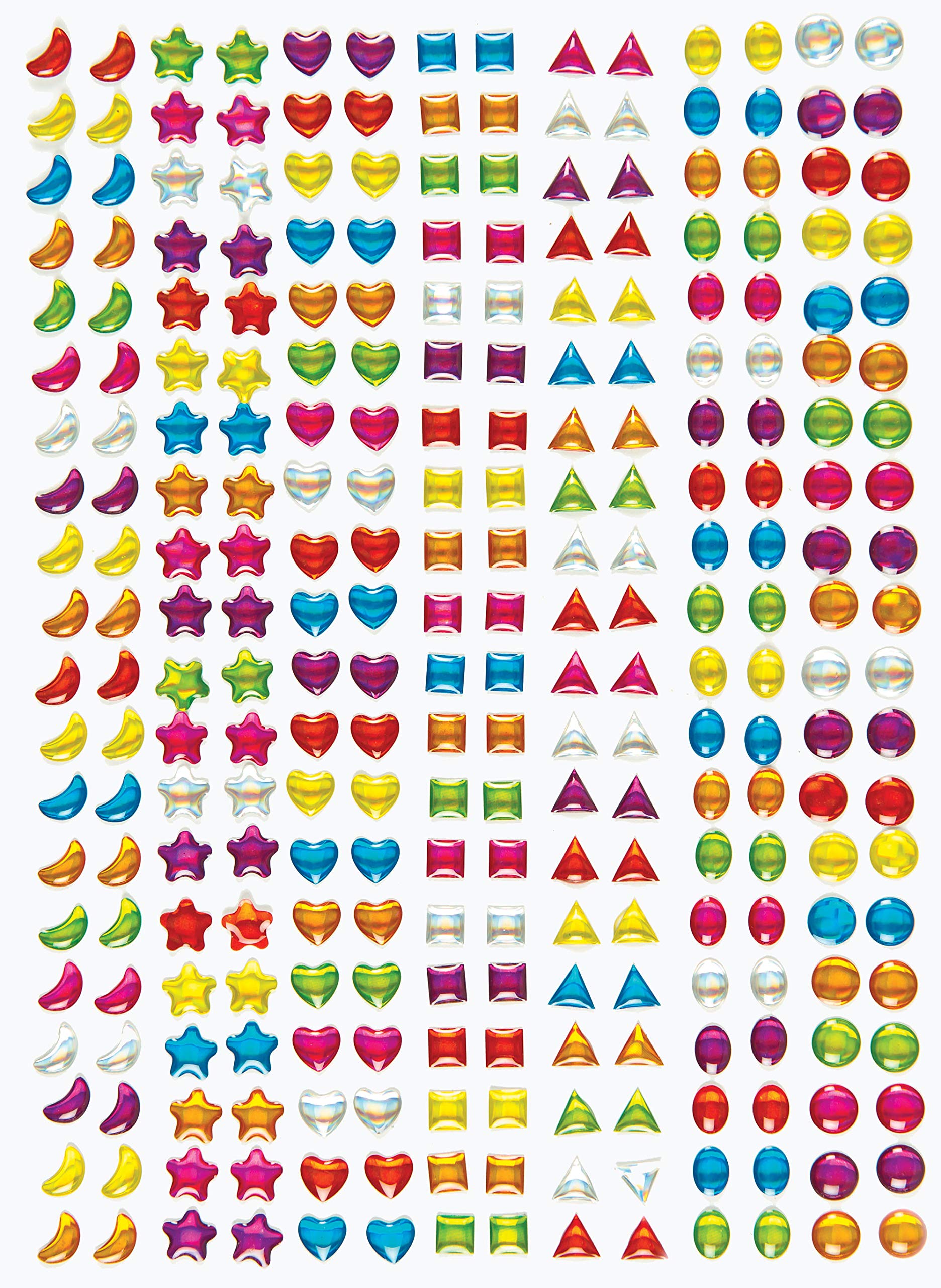 Baker Ross EV905 Mini Self Adhesive Gems Rhinestone Jewel Stickers for Kids Arts & Crafts, 8mm, Assorted, Pack of 280, Pieces
