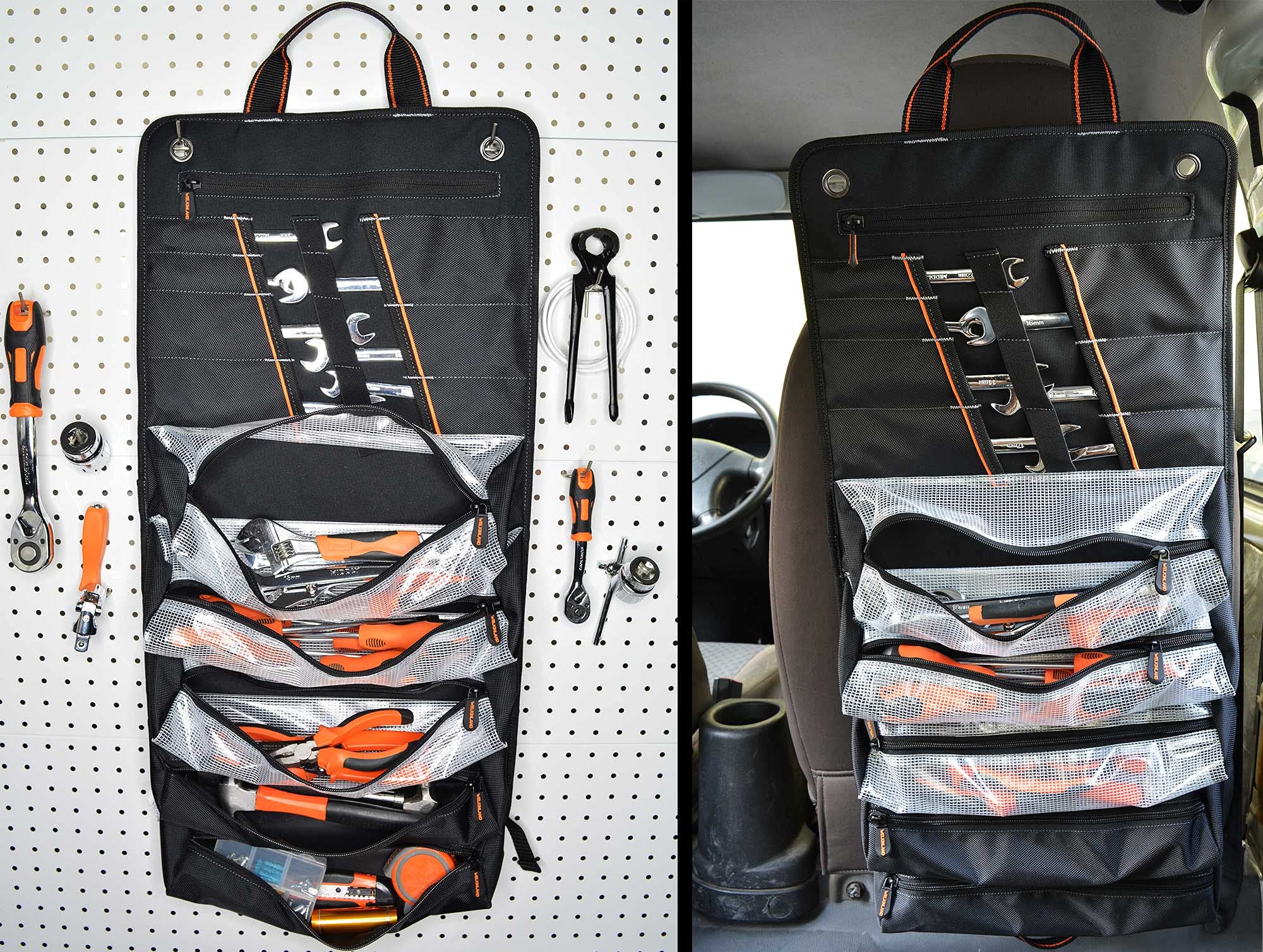 WELKINLAND Men's Tool Roll Organizer, Roll-Up Bag for Mechanics, Electricians & Motorcyclists