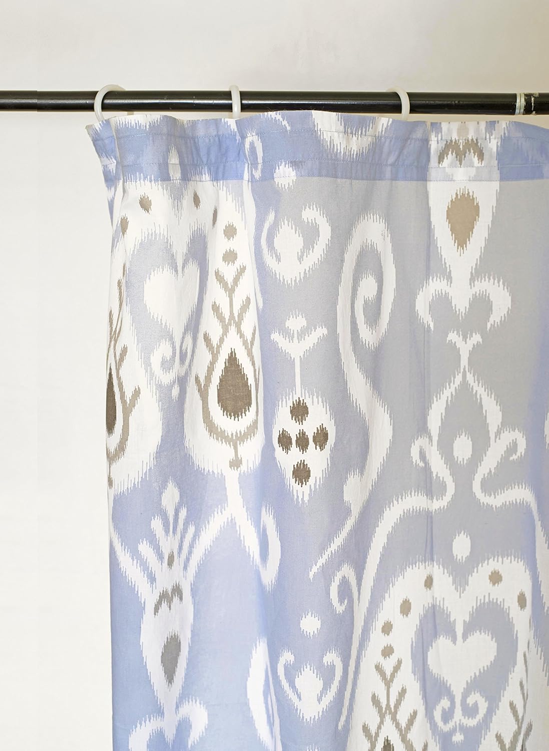 Buy V Living Ikat Pattern Cotton Voile Printed Sheer Drape Blue
