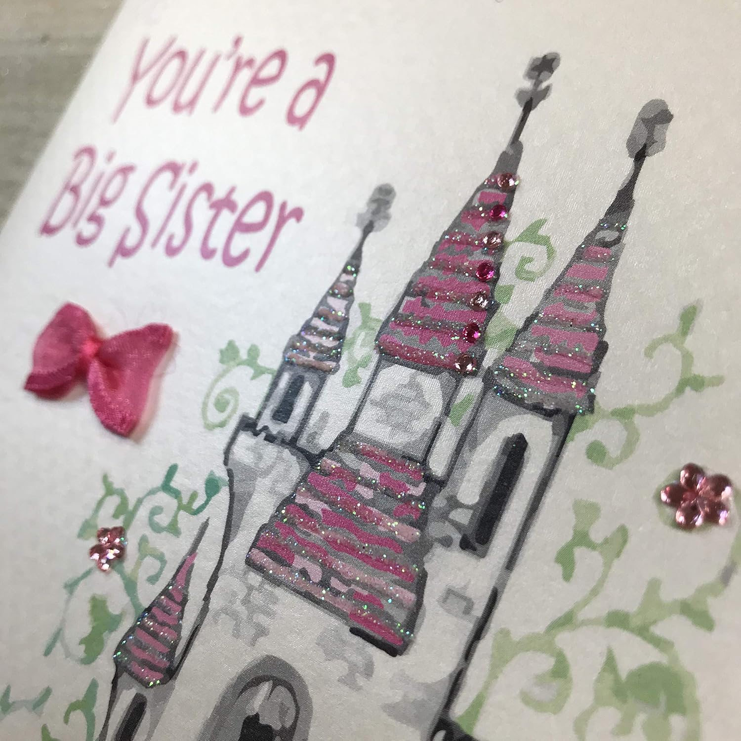 White Cotton Cards Princess Castle You’re a Big Sister Handmade New Baby Card, GL225, 16cm x 16cm - Image 4