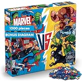 Buffalo Games Marvel Heroes vs Villains, Sapphire, 1000 Piece Jigsaw Puzzle | Thick, Durable Pieces, Poster Included, Giftable Box, Hero Versus Villain Split-Scene, Minimal Dust, Recycled Puzzle Board