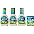 Hidden Valley Original Ranch Dressing, 16 Fluid Ounce Bottle, Pack of 3, Plus Hidden Valley Original Ranch Seasoning and Salad Dressing Mix, 1 Oz Packet