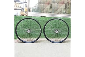 DONSP1986 26 inch x 1.85" Heavy Duty Bike Rim Wheel Set, 12 Gauge 48 Spokes Wheelset, Double Wall Aluminum Alloy 26" Bicycle Wheels Rims (Front & Rear) (Black) Disc Brake