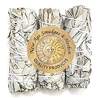 (Pack of 3)-New Age Smudges & Herbs - Premium Organic California White Sage Incense 4 Inches Long. Uses- Home Cleansing Incen