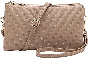 B BRENTANO Vegan Leather Multi-Pocket Crossbody Purse/Clutch with Card Slots, Removable Wristlet & Adjustable Shoulder Strap