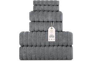 Classic Turkish Towels CTT - Luxury 6 Piece Towel Set, 100% Turkish Cotton, Absorbent & Comfy, 2 Bath Towels, 2 Hand Towels & 2 Washcloths | (Grey)