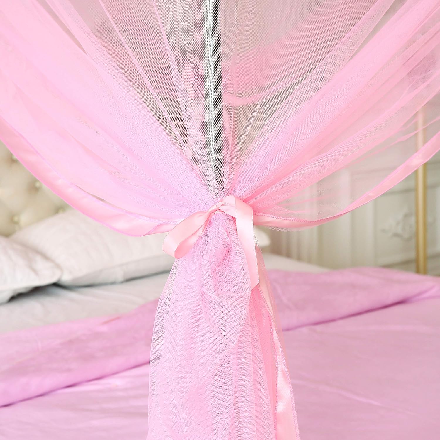 Mengersi Pink Kids Princess Bed Canopy For Little Girls Toddler Twin Bed Curtains Mesh Mosquito Net Christmas Gift Birthday Present: Kitchen & Dining