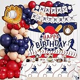 Baseball Party Decorations, Include Sport Themed Birthday Backdrop, Happy Birthday Banners, Baseball Balloons, Honeycomb Centerpiece for Baseball,baseball birthday decorations
