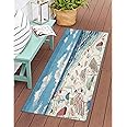 Liora Manne ESENCIA Indoor/Outdoor Power Loomed Latex Back Non Slip Mat - Transitional Whimsical Dog Colorful (Dog Beach Ocea