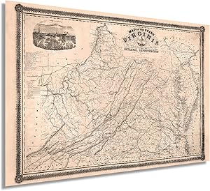 Historix Vintage 1862 Map of Virginia - 24x36 Inch Vintage Wall Art - Map of State of Virginia During the Civil War - State Map of Virginia - Virginia Wall Map - Virginia Decor (2 sizes)