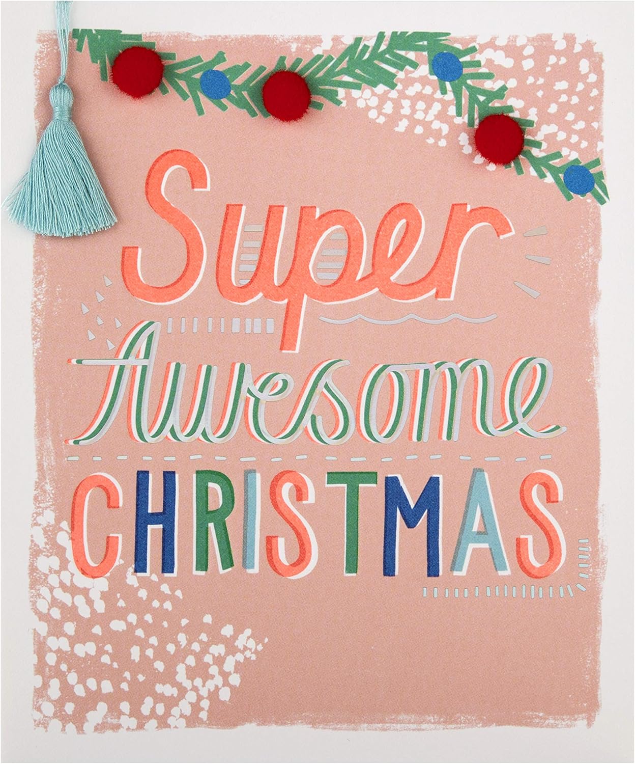 Hallmark Christmas Card - Super Awesome Text Design, Multicoloured, 16.2 cm by 13.5 cm - Image 3