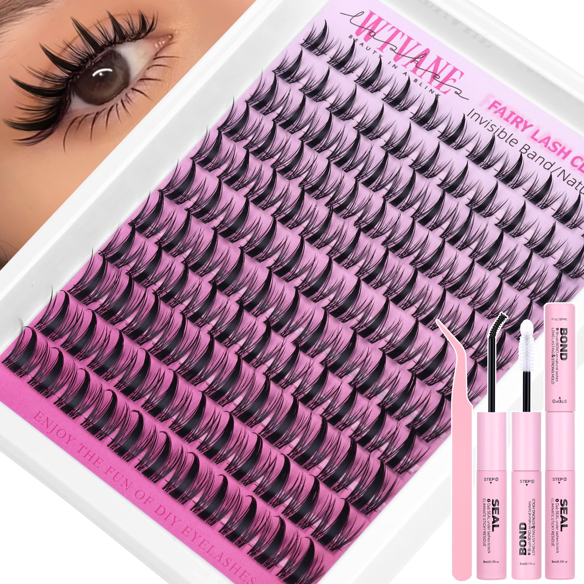 Photo 1 of **MISSING PIECES**
Wtvane Lash Clusters Kit Wispy Eyelash Clusters Kit Manga Lash Clusters with Spikes Fairy Eyelash Clusters Extensions Natural False Lashes Invisible Band Individual Lashes Extension Kit with Lash Glue