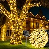 Joomer Solar String Lights Outdoor Waterproof, 39FT 100LED, Warm White | Solar Powered String Lights 8 Lighting Modes, Twinkle String Light for Outside Garden Patio Yard Tree Wedding Christmas Decor