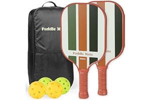 Retro Pickle Ball Paddle - 6 Piece Set - Fiberglass Pickleball Paddles Beginner & Casual Set - Includes 2X Professional 8oz F
