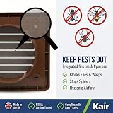 Kair Brown 125mm Louvred Wall Vent Grille with Flyscreen 155mm Front view 3