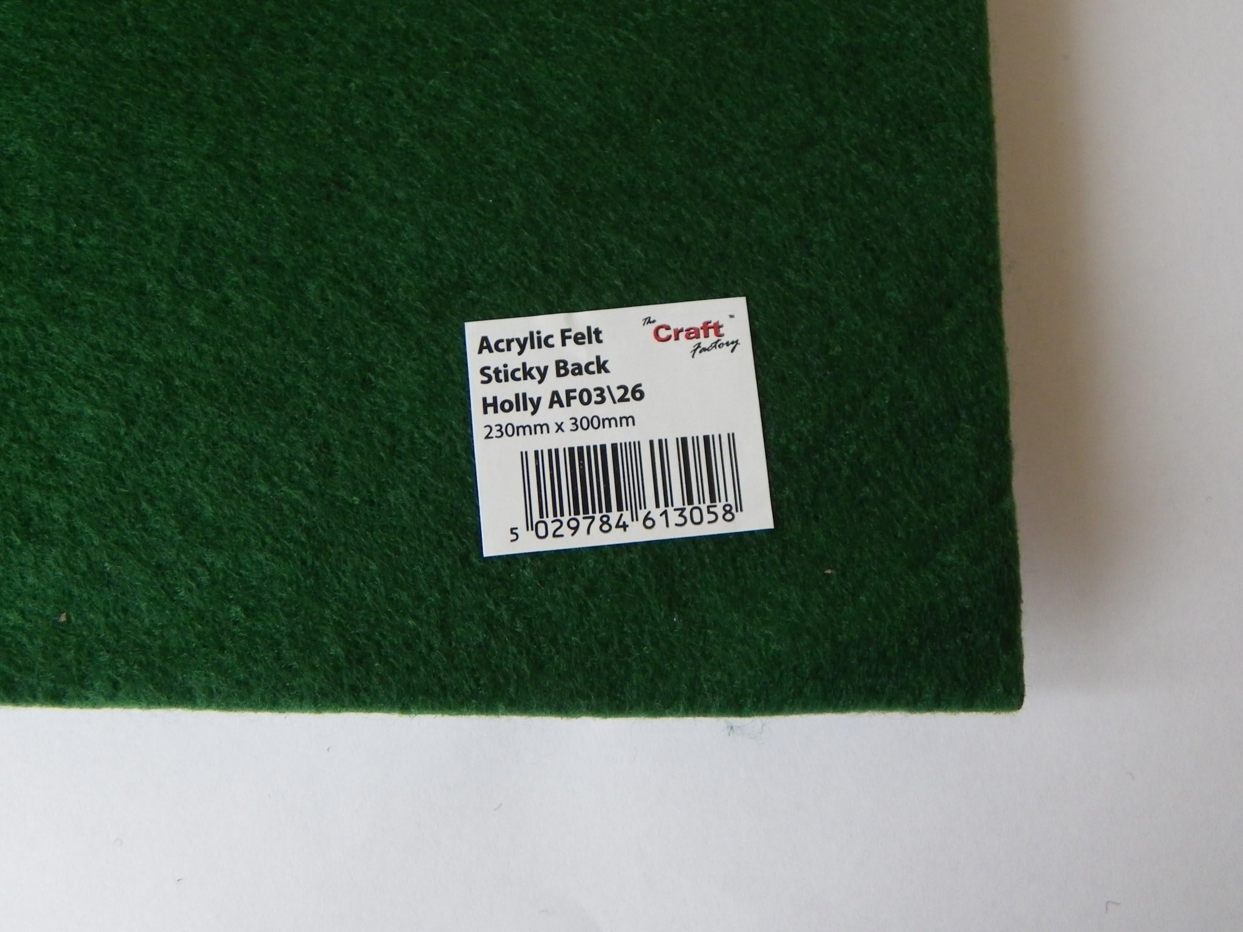 Acrylic Felt Sticky Back 23 x 30cm Holly Green