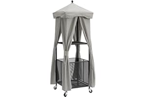 Crosley Furniture Grady Towel Valet Caddy, Covered Rolling Outdoor Storage for Pool and Hot Tub, Gray/Matte Black
