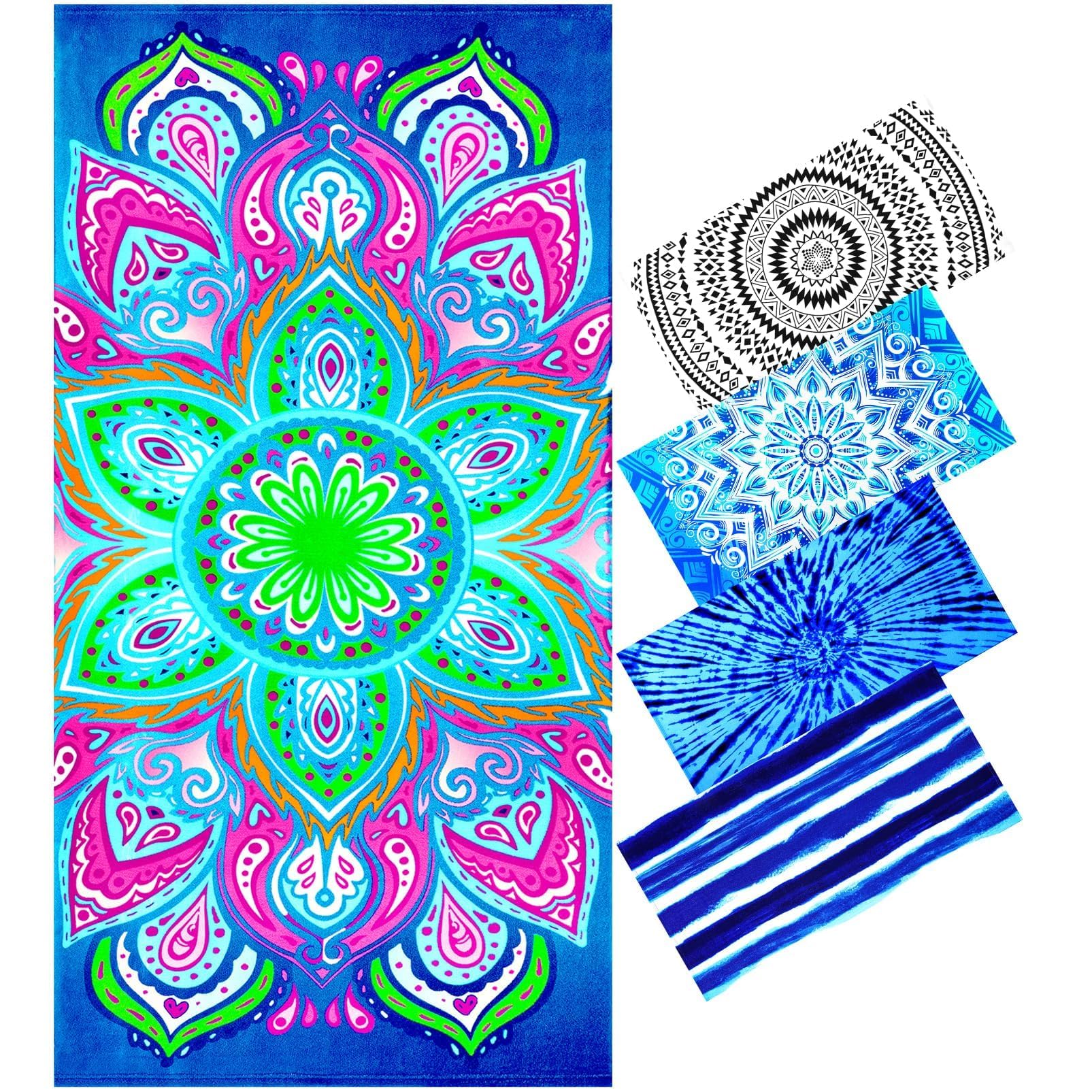 Photo 1 of Oversized Terry Beach Towel 36 x 72 in Soft Extra Large Big Pool Swim Towels for Adults XL Clearance Big Travel Blanket Cruise Vacation Accessories Essentials Lounge Chair Cover Purple Floral